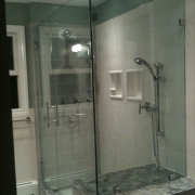door and panel ladder handle in chrome all clamps starfire glass framless